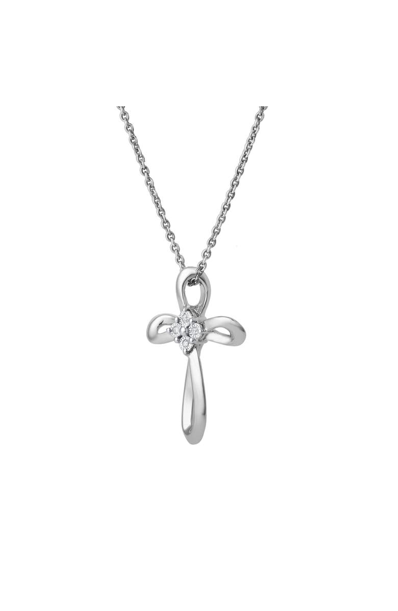 LuvMyJewelry Lightbound 0.02 Cts Natural Diamond Cross 14K Gold Pendant, Alternate, color, 14K White Gold