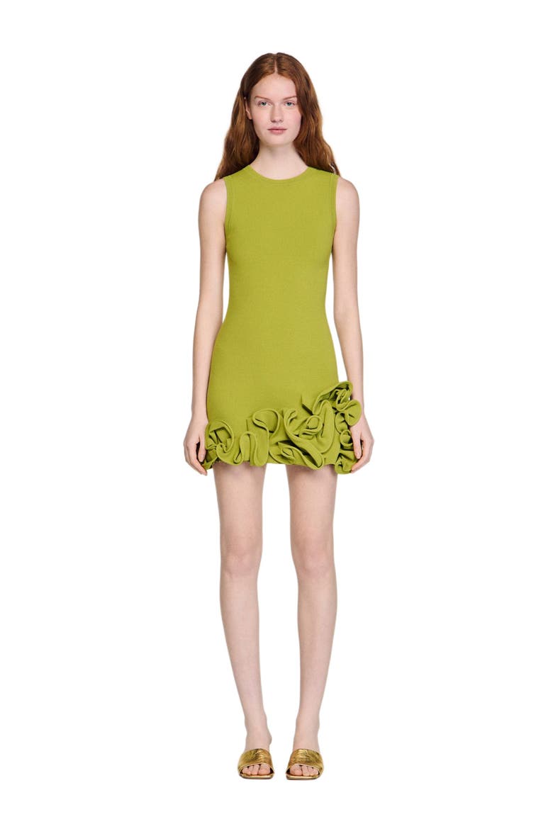 Floral knit mini dress, Alternate, color, Green