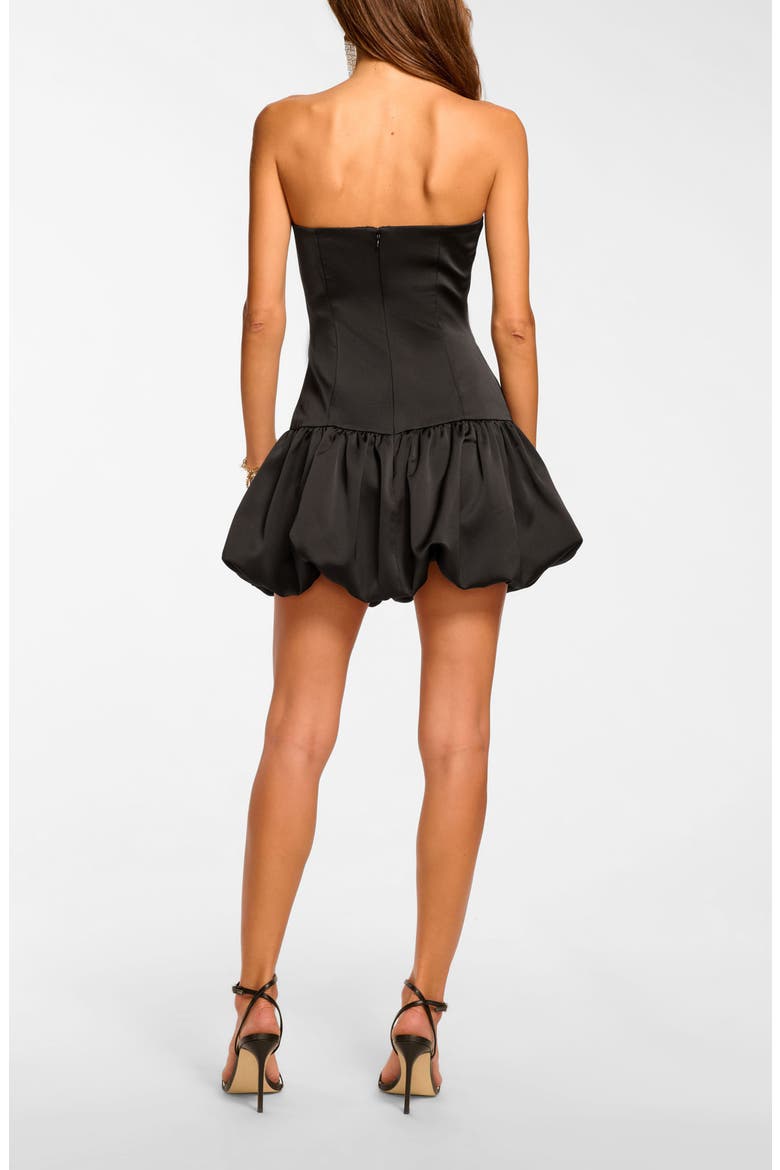 Kris Strapless Bubble Hem Minidress, Alternate, color, BLACK