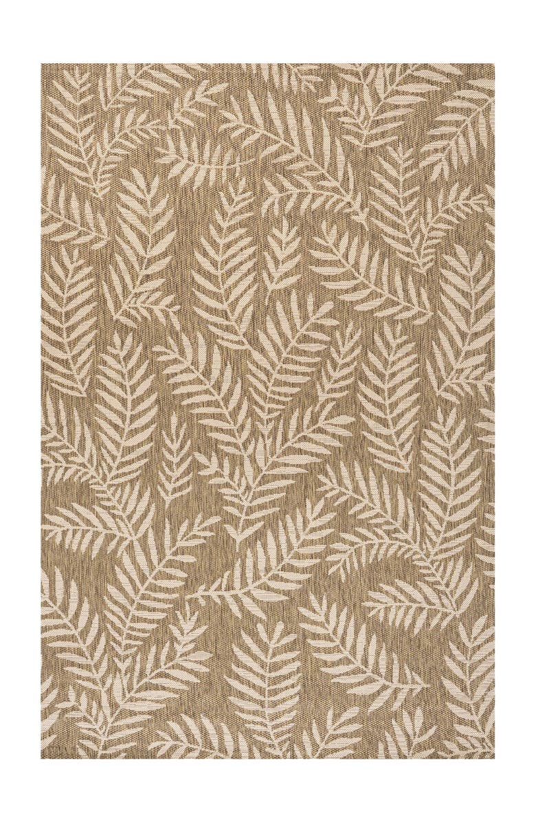 JONATHAN Y Nevis Palm Frond Indoor/Outdoor Area Rug, Main, color, Brown/Beige