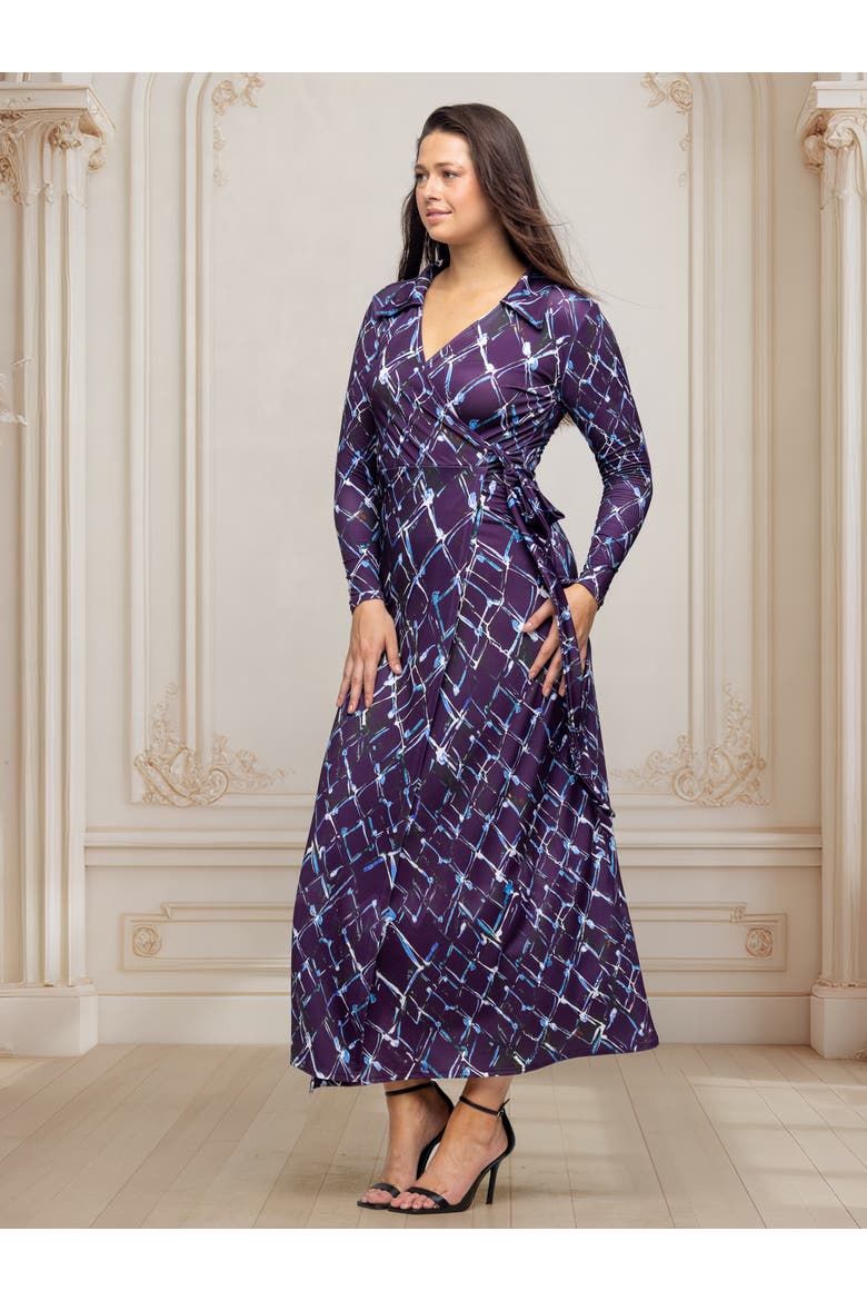 Collared Wrap Maxi Dress, Alternate, color, Purple Multi