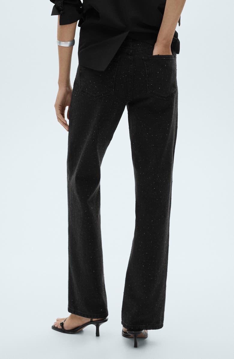 MANGO Rhinestone Straight Leg Jeans, Alternate, color,
