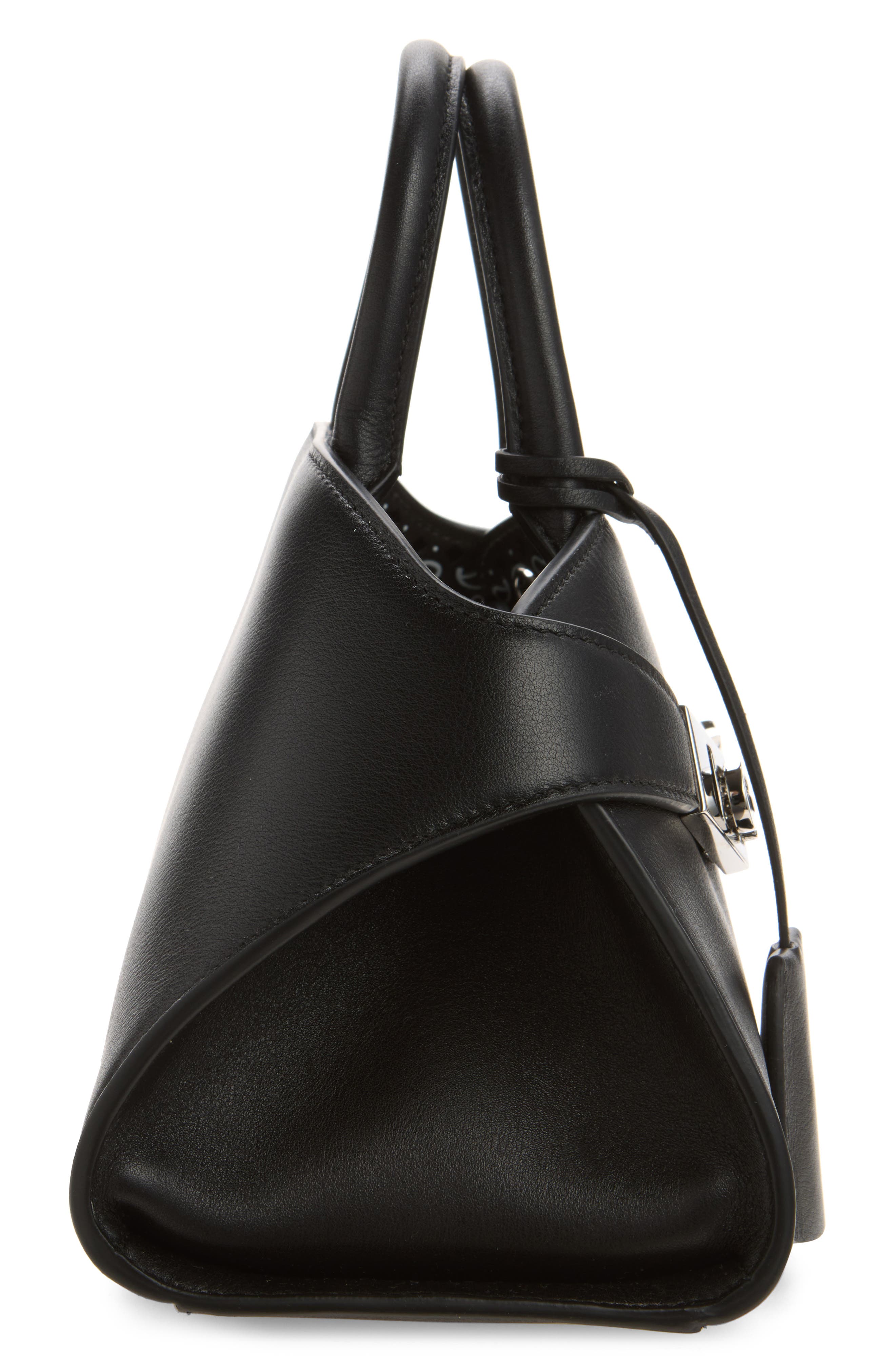Mini Hug Leather Top Handle Bag, Alternate, color, BLACK