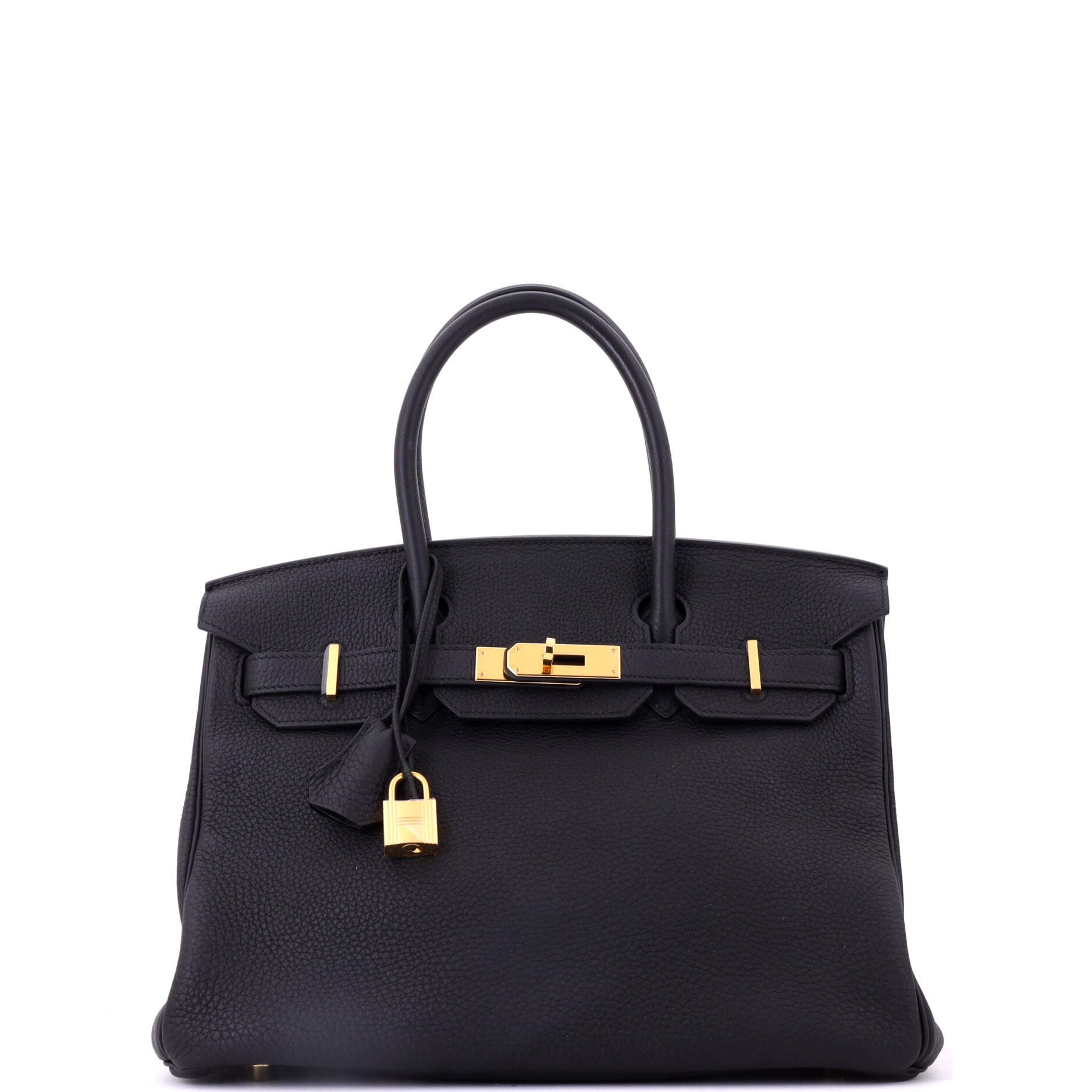 Pre-Owned Hermes Birkin Handbag Black Togo with Gold Hardware 30, Main, color, Noir