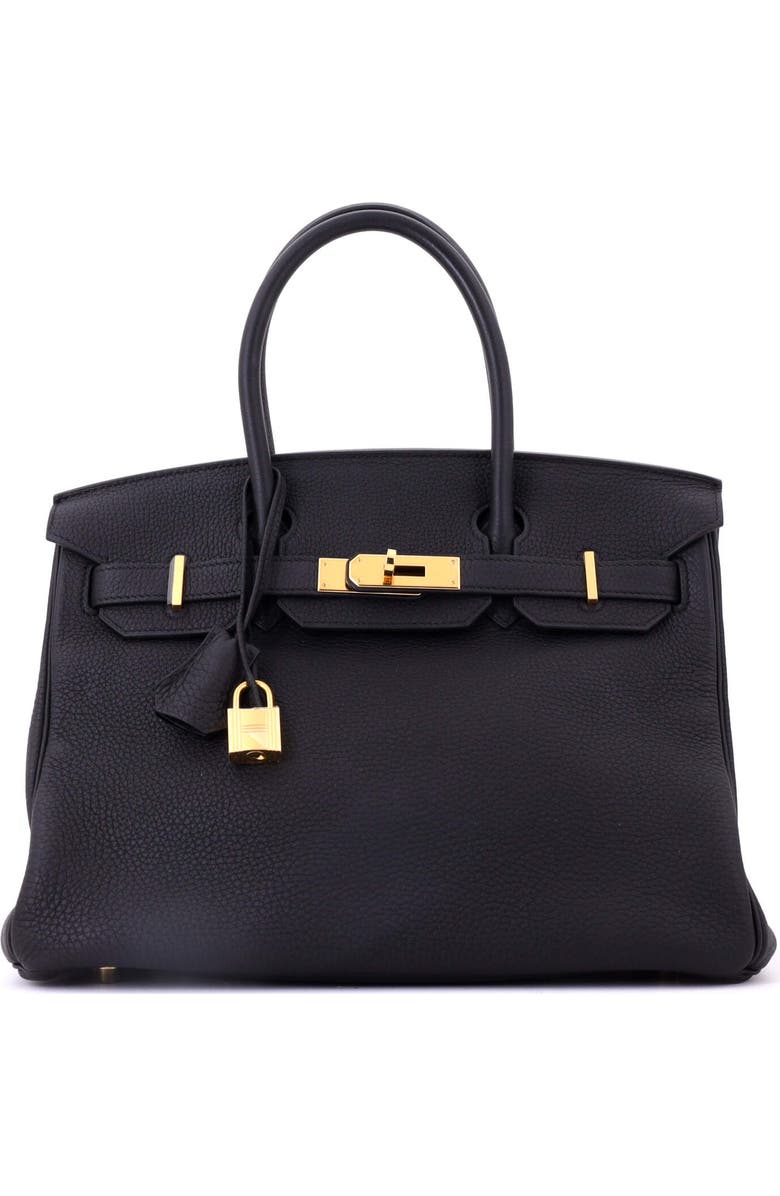 Pre-Owned Hermes Birkin Handbag Black Togo with Gold Hardware 30, Main, color, Noir