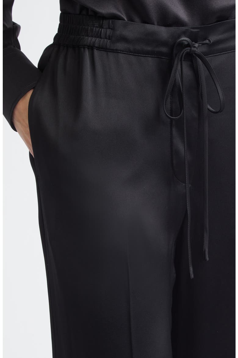 Satin Drawstring Wide Leg Pants, Alternate, color, BLACK