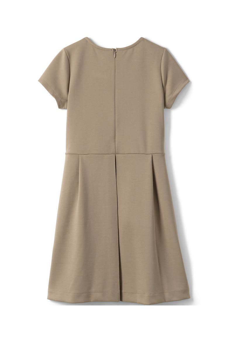 Girls Short Sleeve Ponte Dress, Alternate, color, Khaki