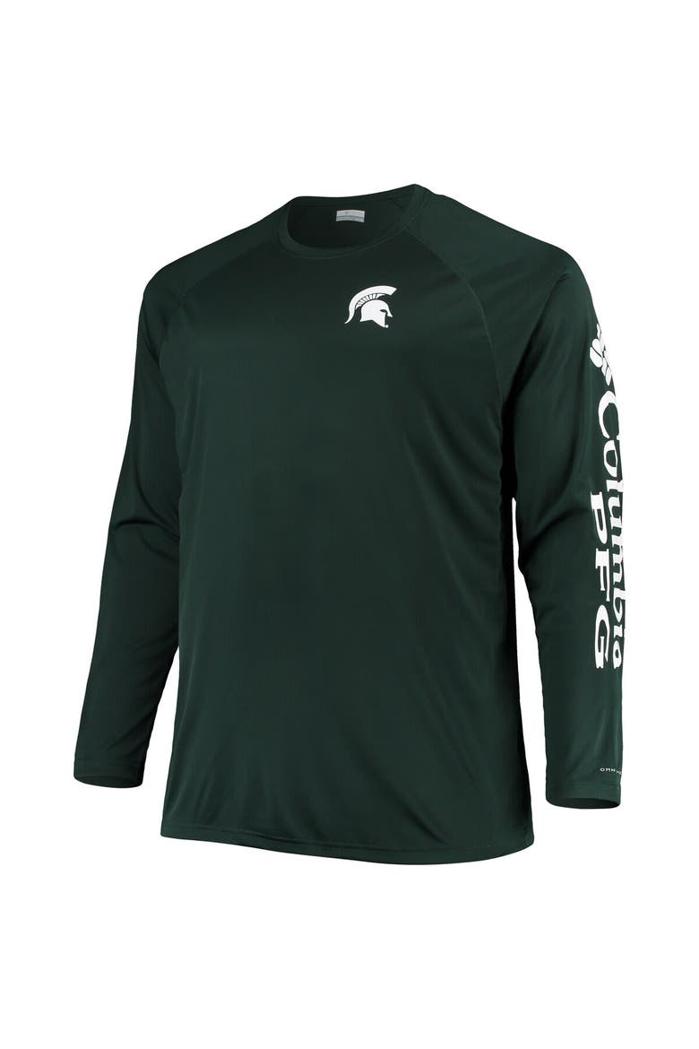 Men's Columbia Green Michigan State Spartans Big & Tall Terminal Tackle Omni-Shade Long Sleeve Raglan T-Shirt, Alternate, color, Green