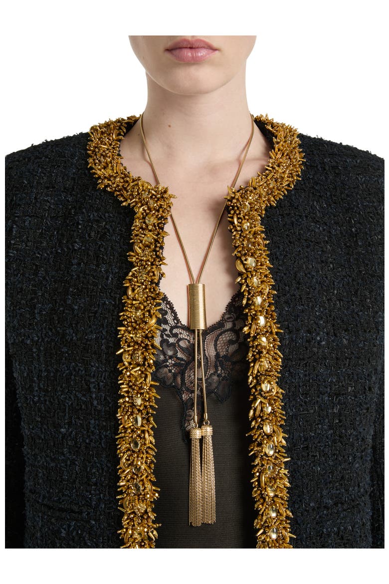 Embroidered Tweed Jacket, Alternate, color, black