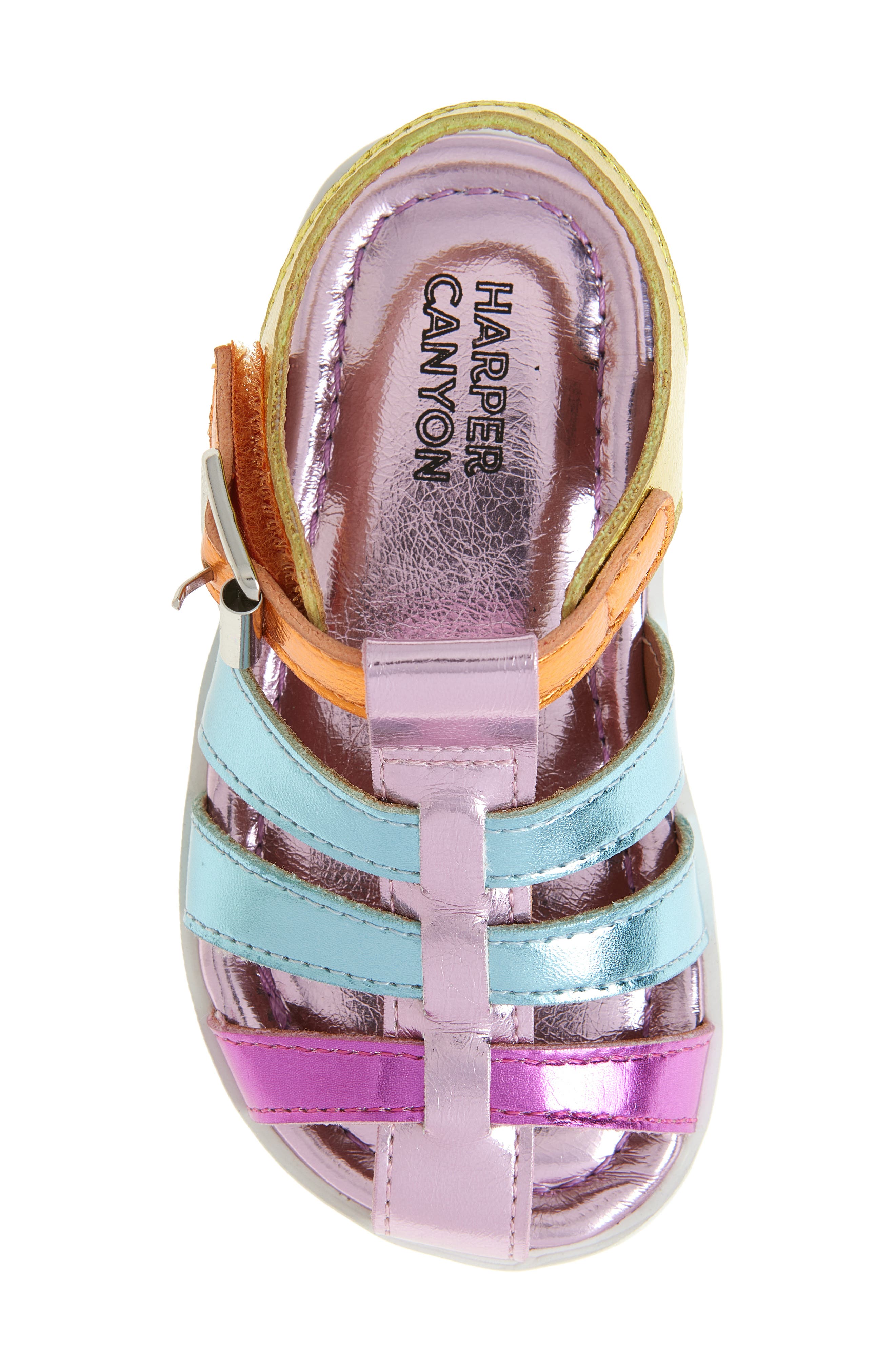 Harper Canyon Kids' Arabella Fisherman Sandal, Alternate, color, Pink Rainbow Metallic