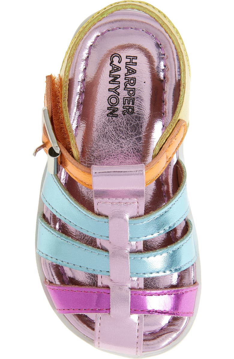 Harper Canyon Kids' Arabella Fisherman Sandal, Alternate, color, Pink Rainbow Metallic