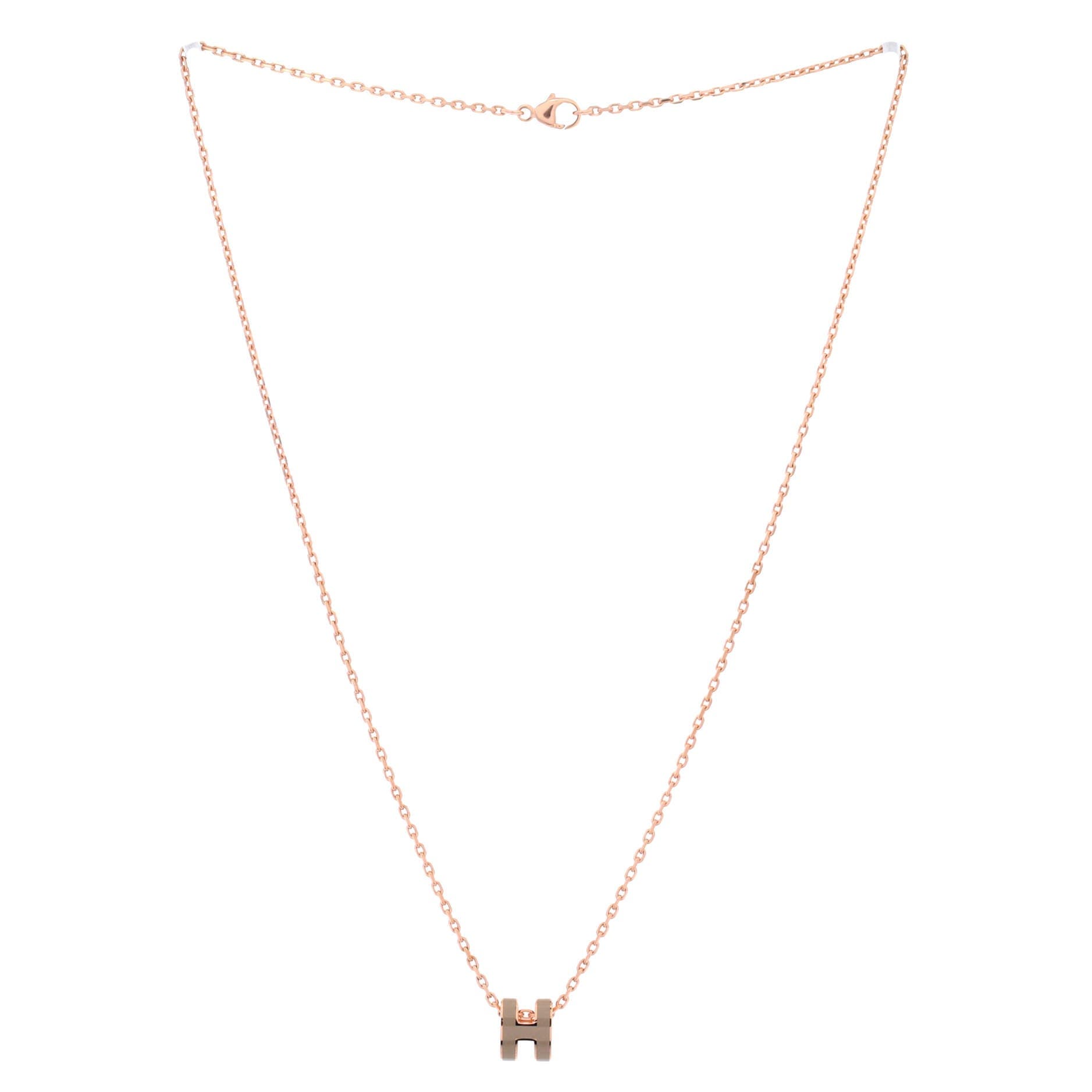 Pre-Owned Hermes Pop H Pendant Chain Necklace Metal and Enamel Mini, Alternate, color, Neutral