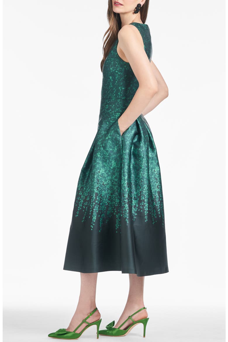 Shay Mikado Midi Fit & Flare Gown, Alternate, color, EMERALD WISTERIA