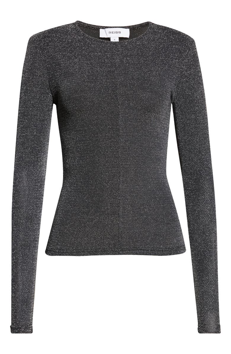 Reiss Seraphina Long Sleeve Top, Main, color, Silver