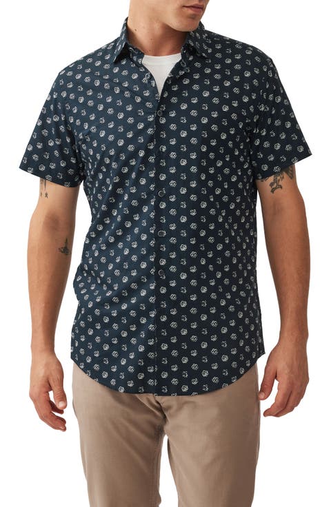 Stockton Sports Fit Floral Short Sleeve Cotton Button-Up Shirt