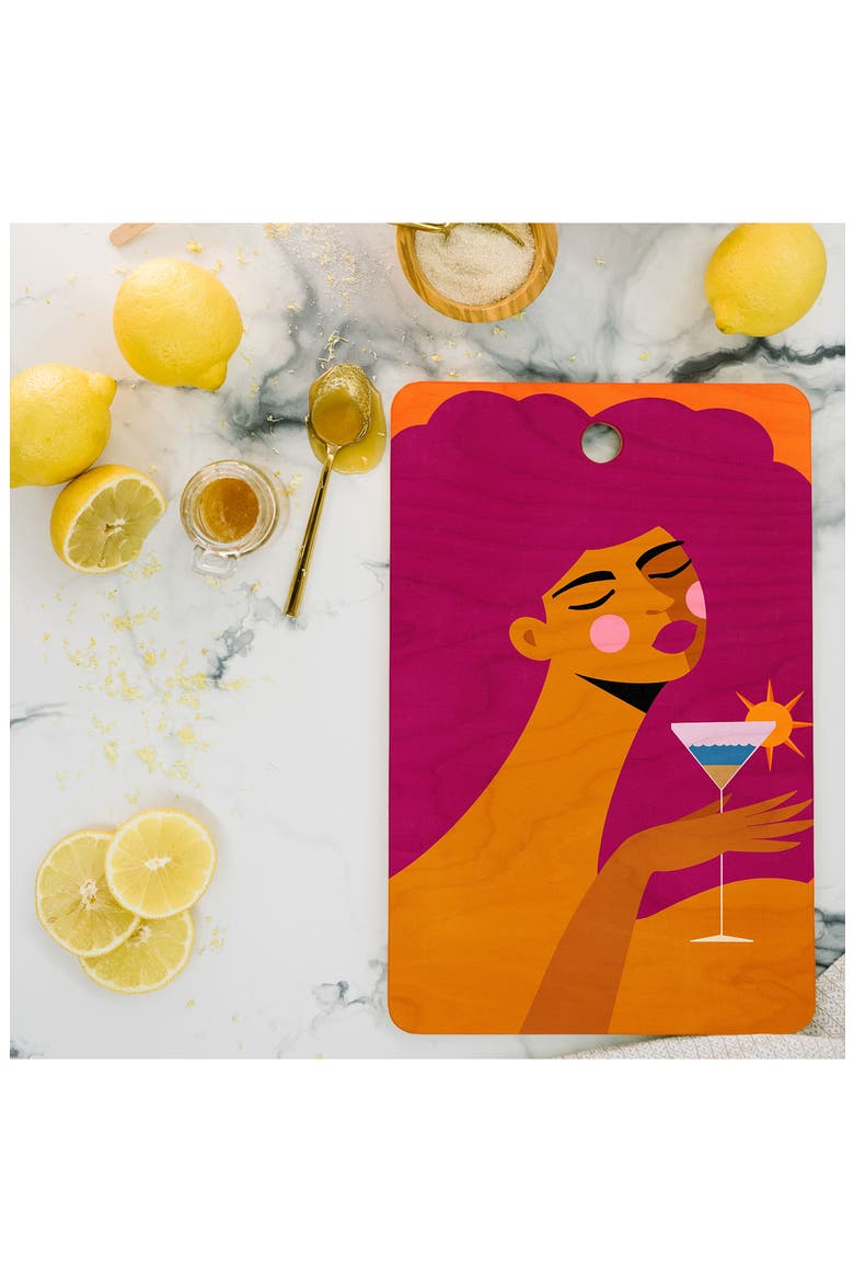 Summer Solstice Sip Bamboo Cutting Board, Alternate, color, ORANGE