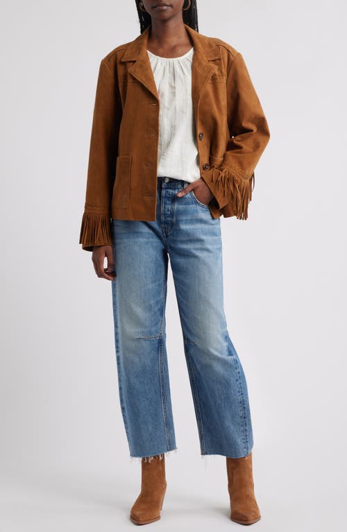 Treasure & Bond Fringe Suede Jacket In Brown