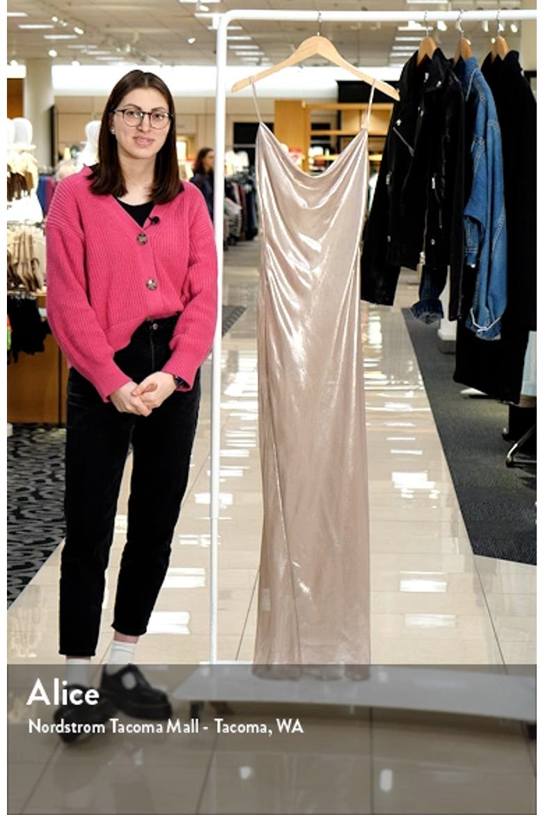 Leia Low Back Cowl Neck Satin Slipdress video