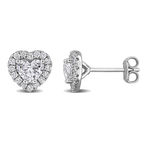 Lab-Grown Diamond Heart Halo Earrings