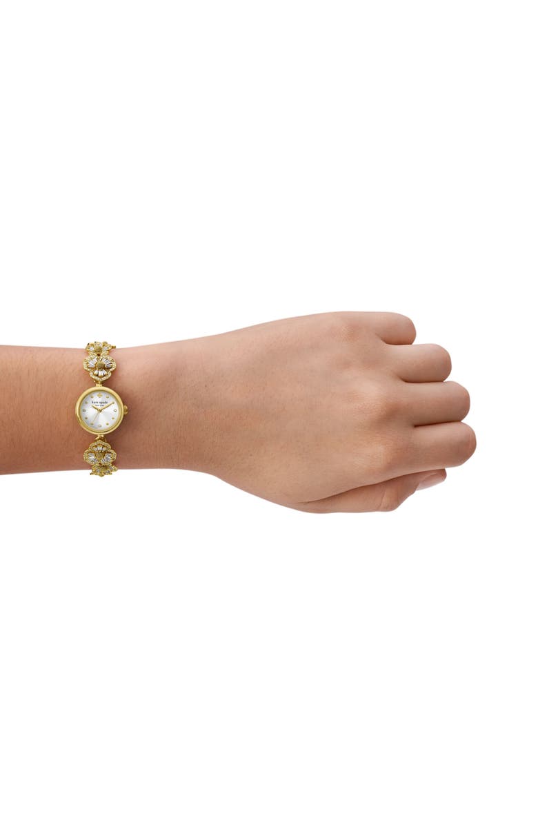 Kate Spade New York monroe floral crystal strap watch, 24mm, Alternate, color, Gold