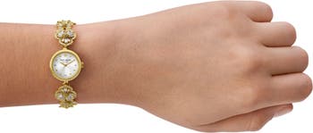 国内発送*kate spade*モンローウォッチ シルバー 花モチーフ24mm Kate Spade New York monroe floral crystal strap watch, 24mm