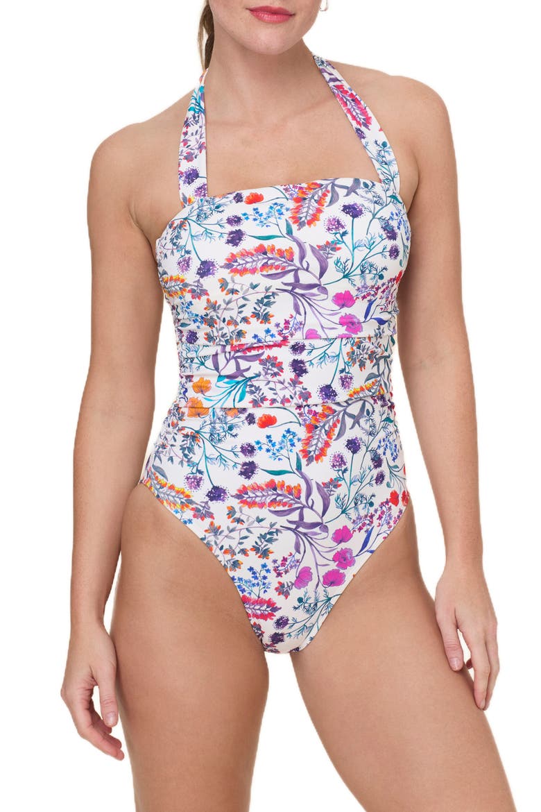 The Aleta Ruched One-Piece Swimsuit, Main, color, BOTANICAL FLORAL