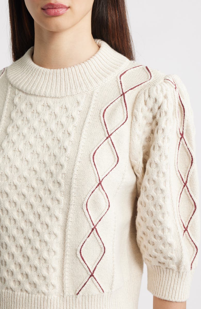 Rails Addy Cable Stitch Sweater, Alternate, color, Ivory Cables