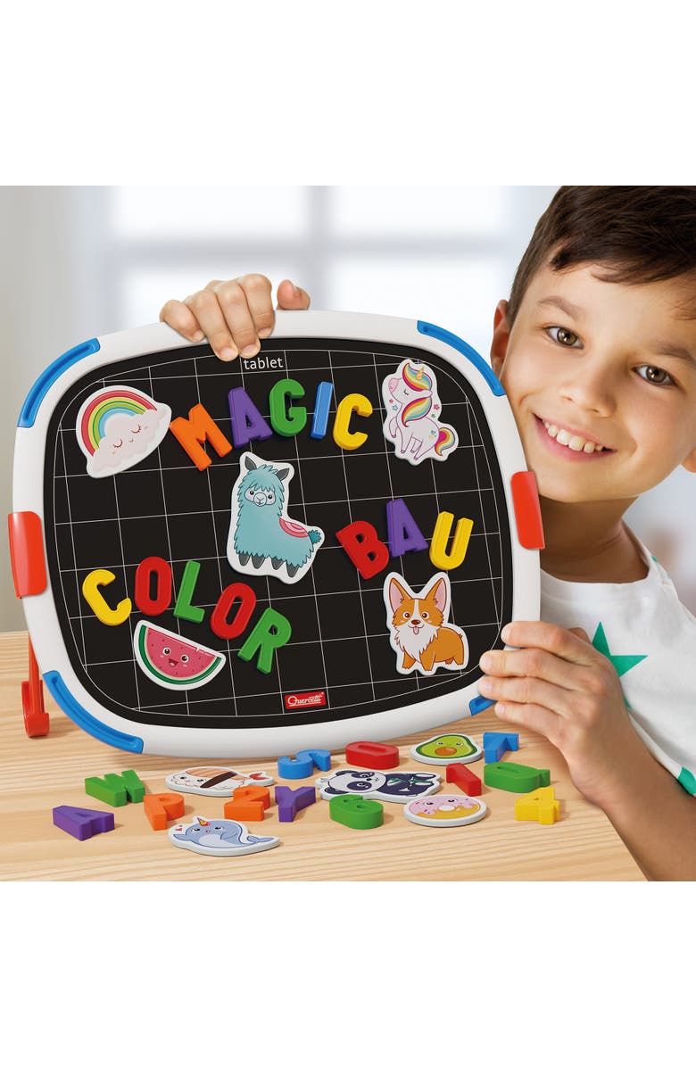 Quercetti Magnetic Tablet Doublesided Board, Letters & Animal Magnets, Alternate, color, Multicolored