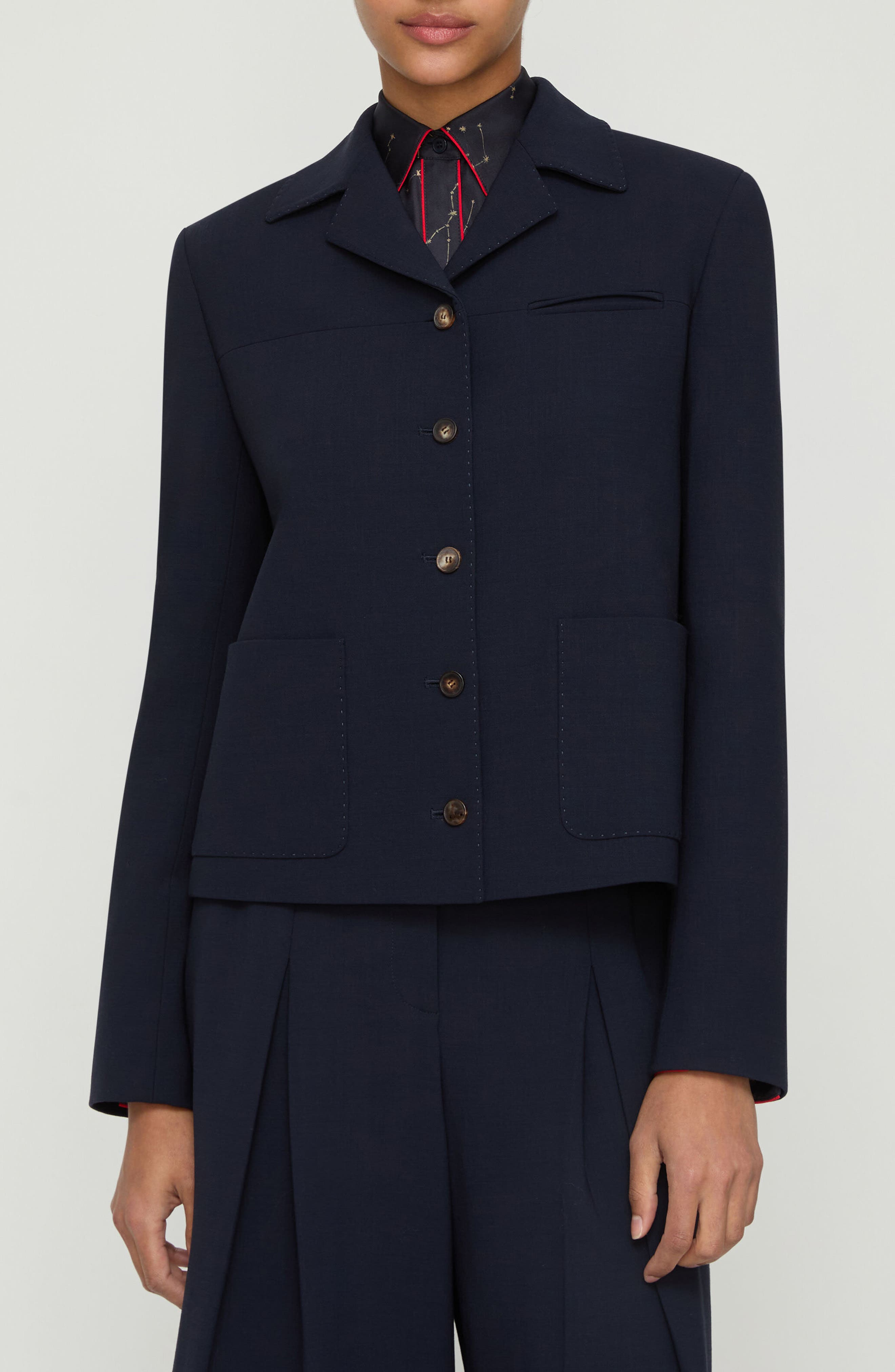 Patch Pocket Double Face Stretch Wool Jacket