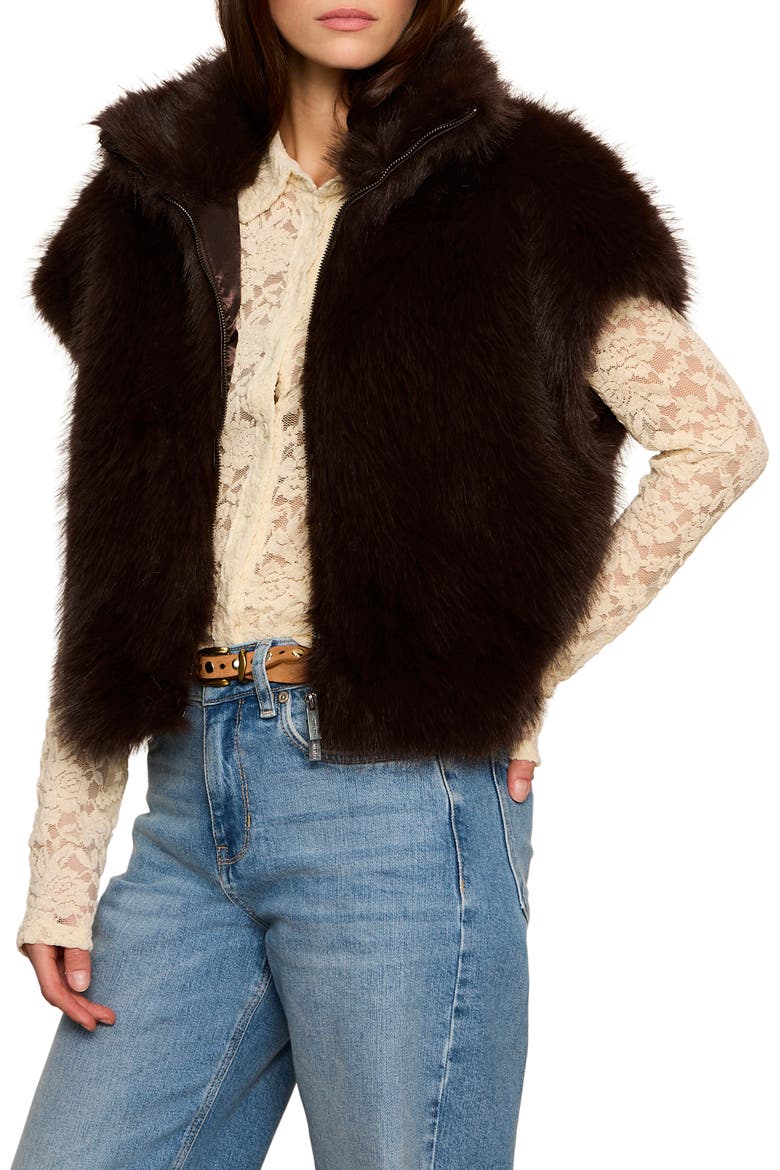 Silky Faux Fur Vest, Alternate, color, ESPRESSO M