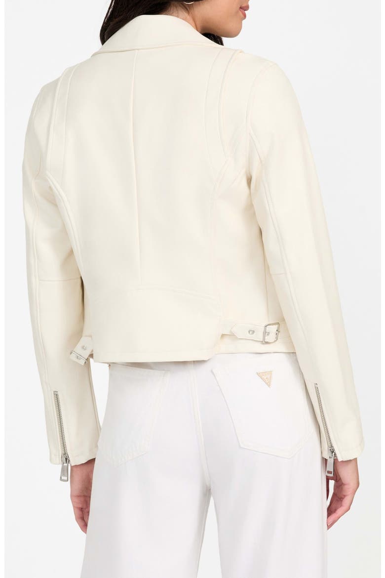 Miko Faux Leather Moto Jacket, Alternate, color, WHITE