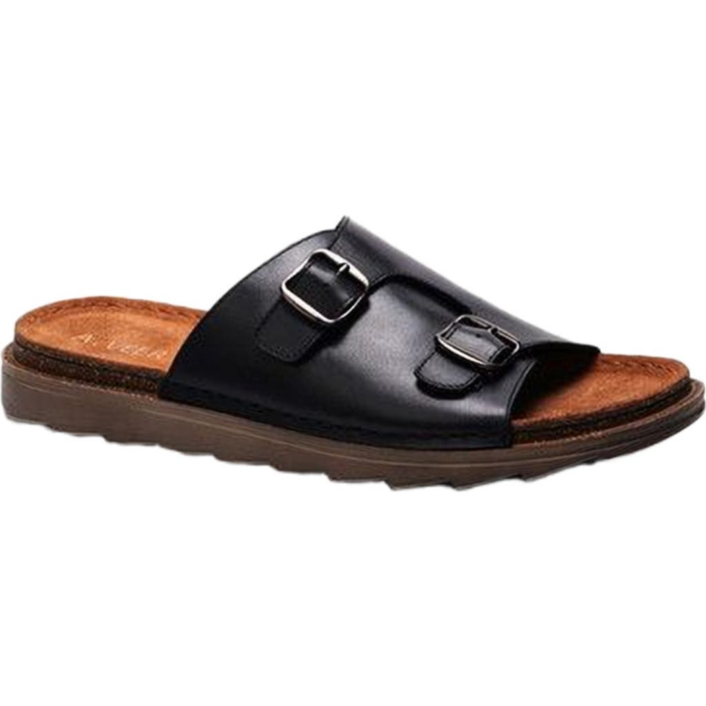 A. Veer Havana Double Strap Sandal in Black Leather  product