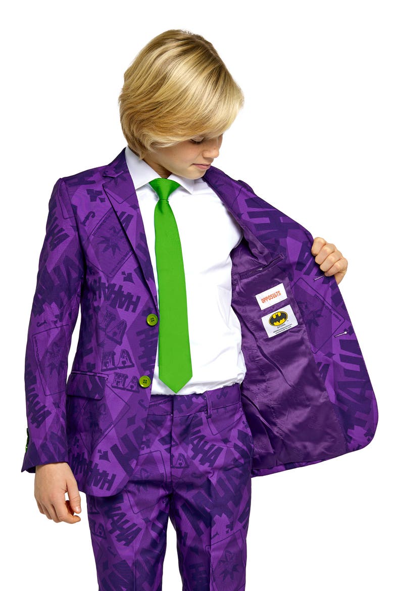 Kids' Batman™ The Joker Two-Piece Suit with Tie, Alternate, color, PURPLE