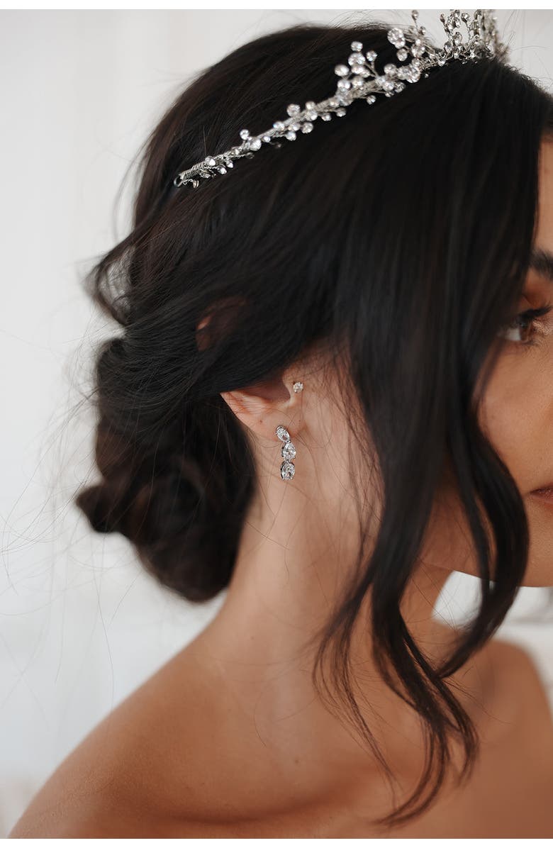 Untamed Petals Baha Crystal Earrings, Alternate, color, Silver