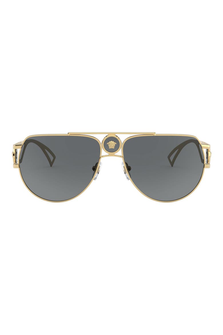 60mm Aviator Sunglasses, Main, color, GOLD/ GREY