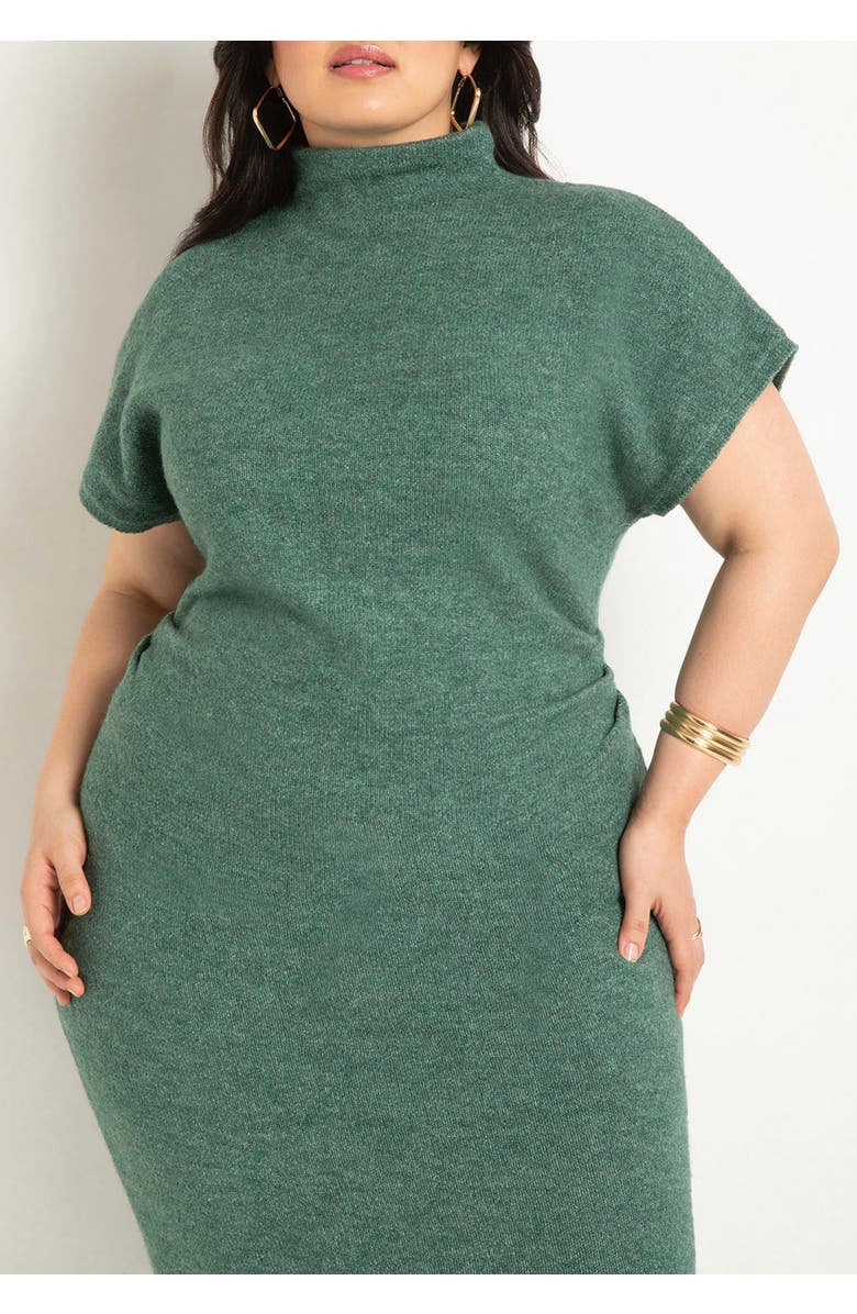 ELOQUII Short Sleeve Sweater Dress, Alternate, color, Black Onyx