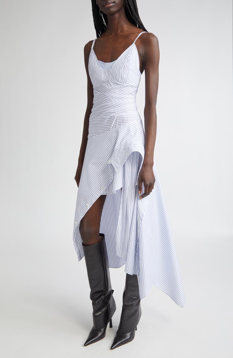 MONSE Cascade Stripe Cotton Poplin Dress, Alternate, color, Blue Multi Stripe