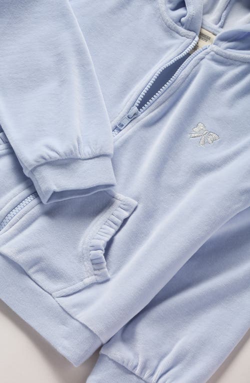 Tucker + Tate Kids' Bow Embroidered Velour Full Zip Hoodie In Blue