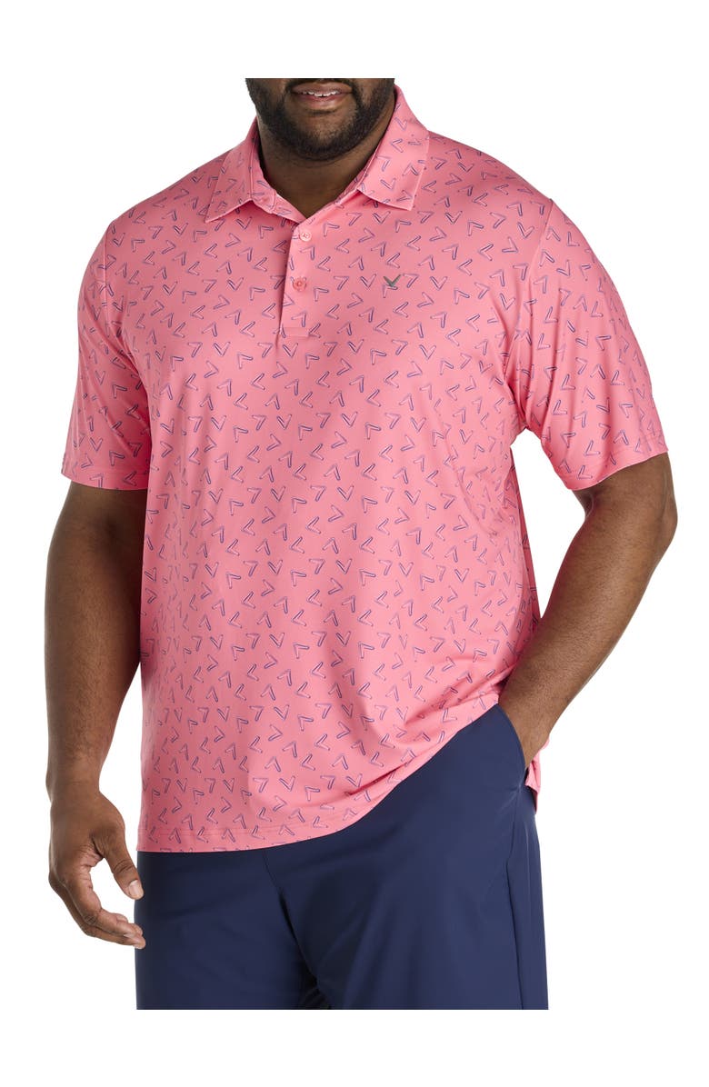 Callaway Big & Tall Chevron Print Polo Shirt, Main, color, Strawberry Pink