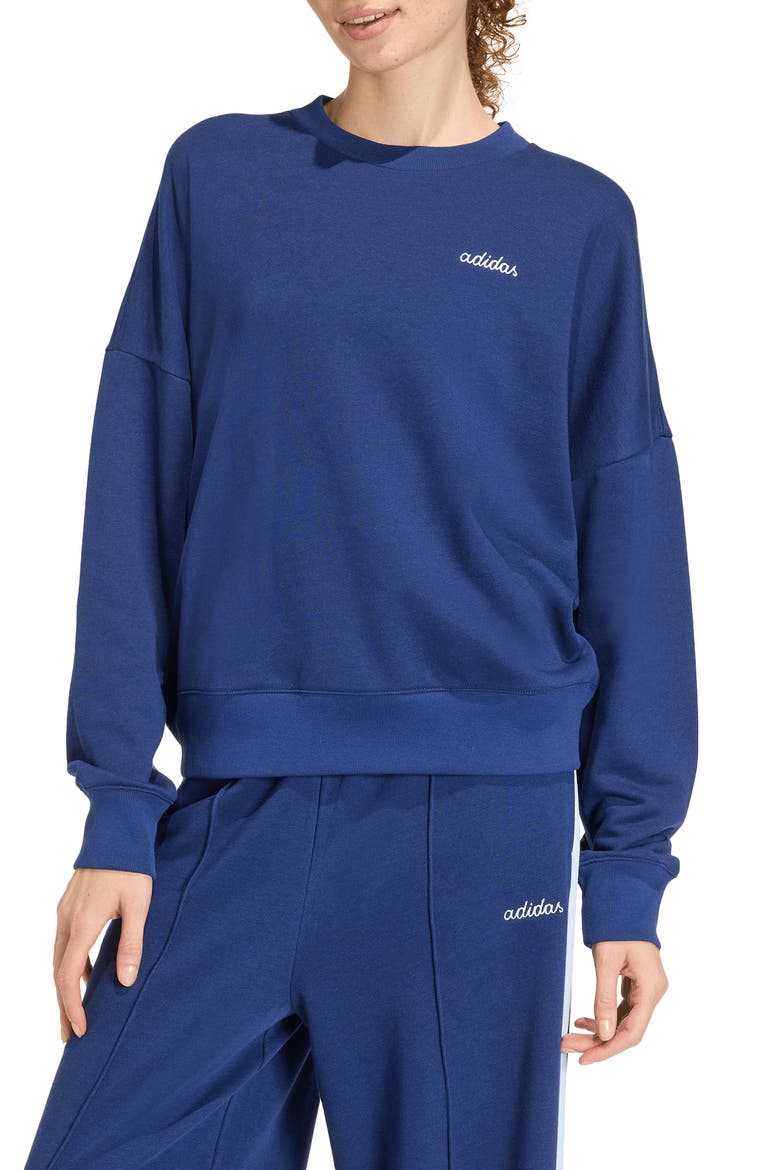 Seasonal Essentials Colorpop Sweatshirt, Main, color, DARK BLUE/ WHITE