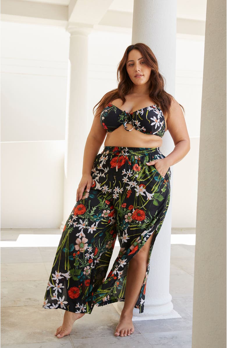 Artesands Grainger Floral Cover-Up Pants, Alternate, color, Black