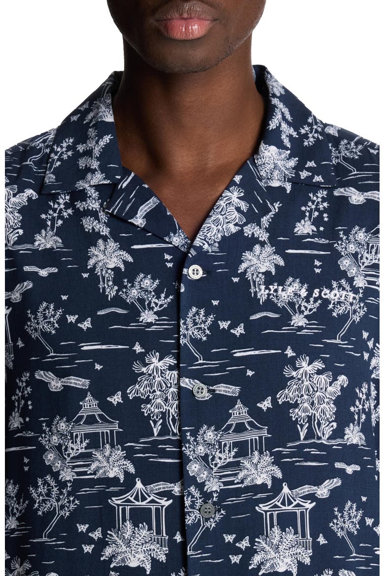 Botanical Garden Print Resort Shirt, Alternate, color, Dark Navy