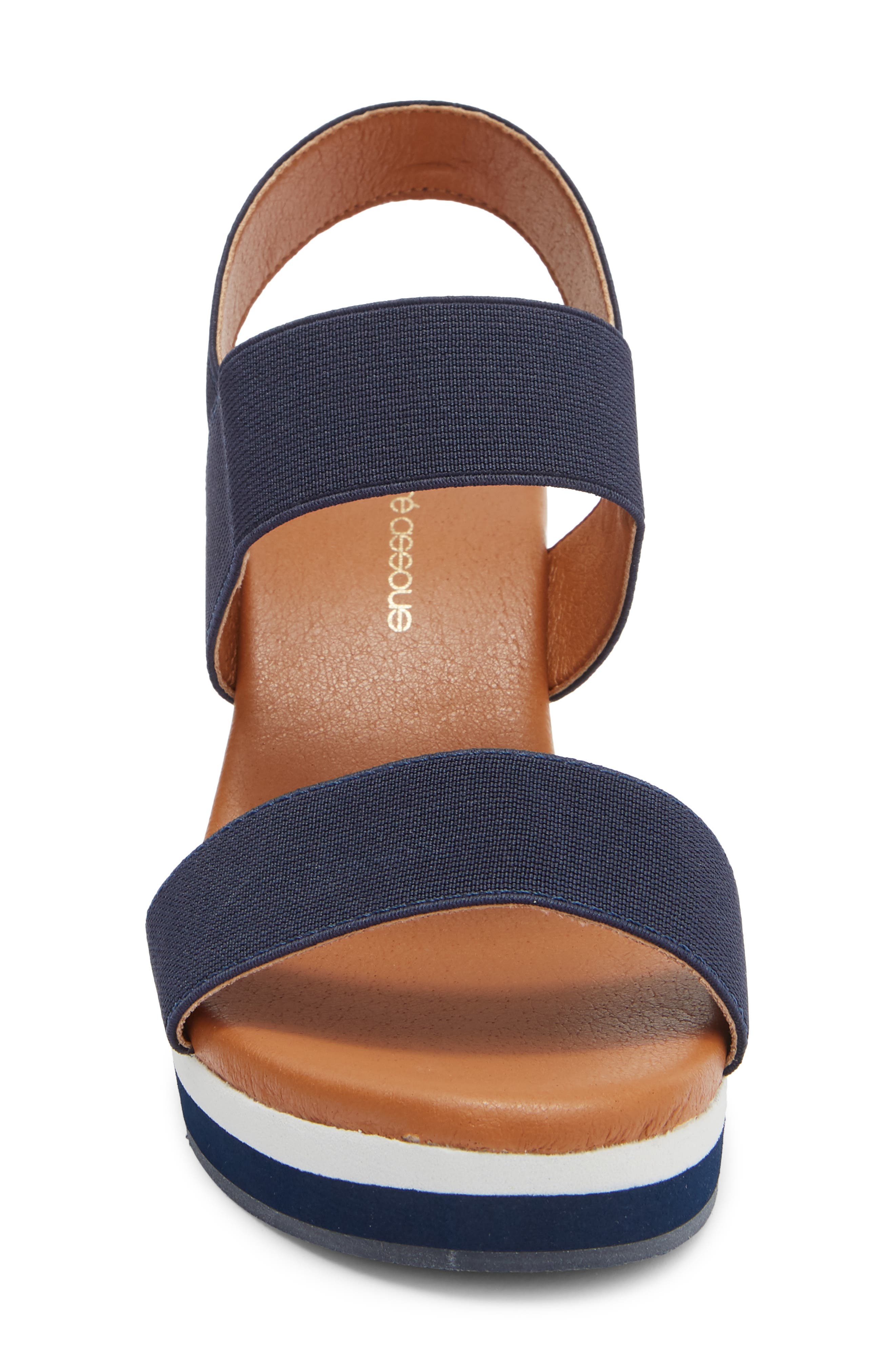 André Assous Nikola Slingback Platform Wedge Sandal, Alternate, color, Navy