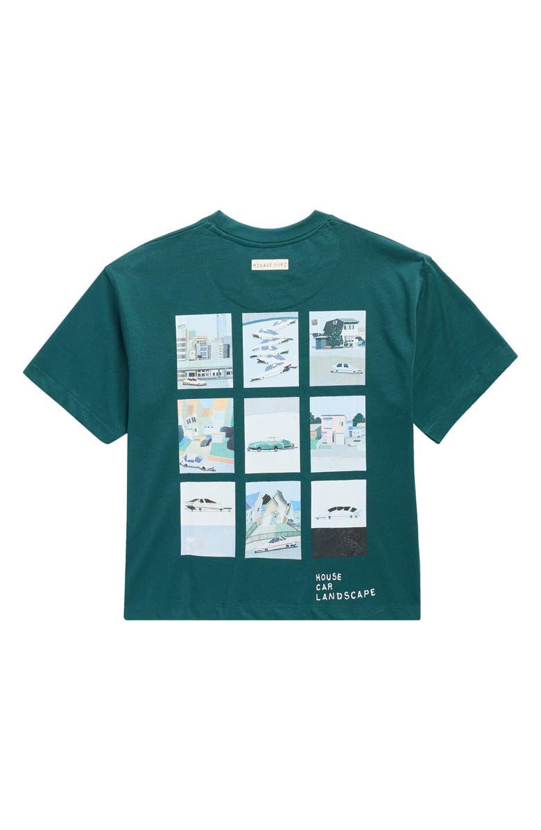 DENIM AND FLOWER Kids' House Car Landscape Cotton Graphic T-Shirt, Alternate, color, Teal