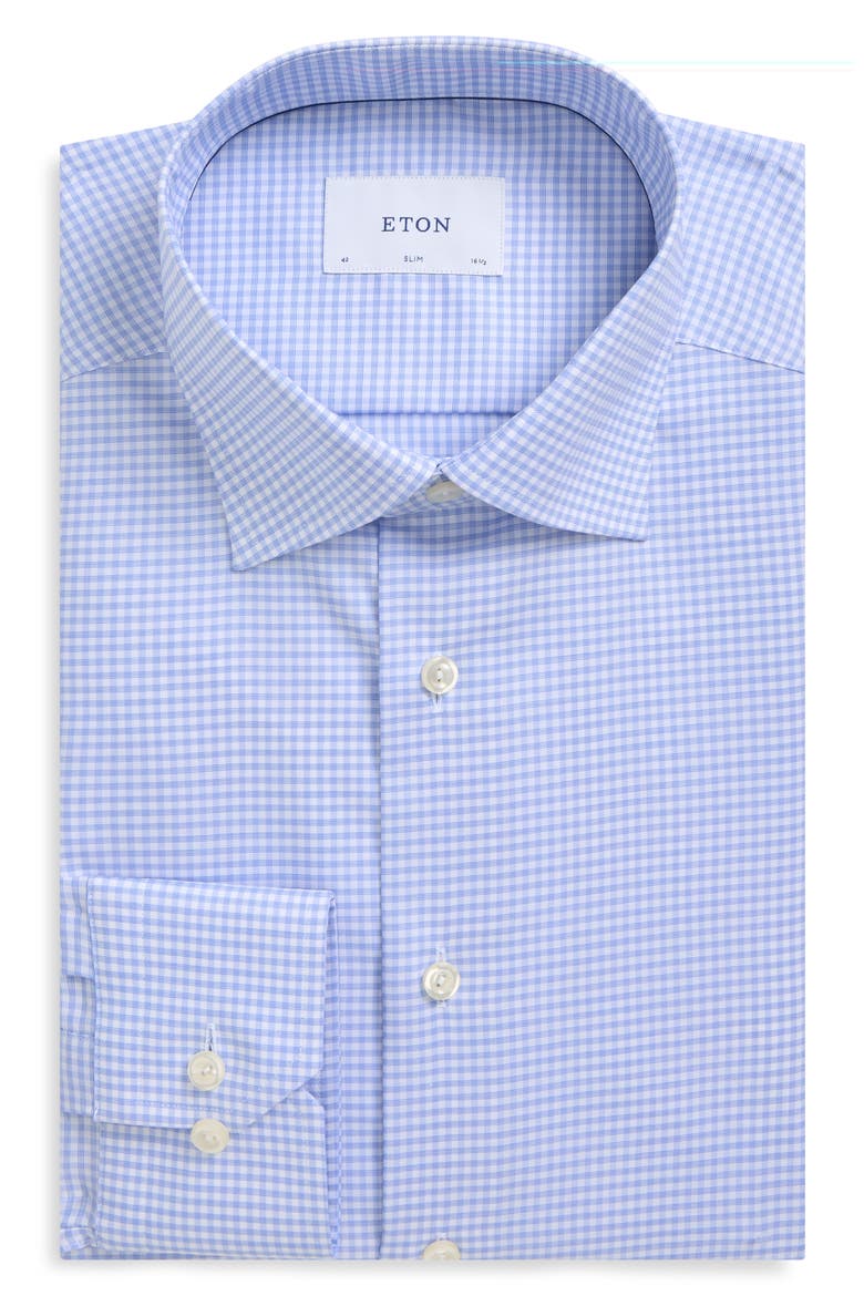 Slim Fit Checked Shirt, Alternate, color, LIGHT BLUE
