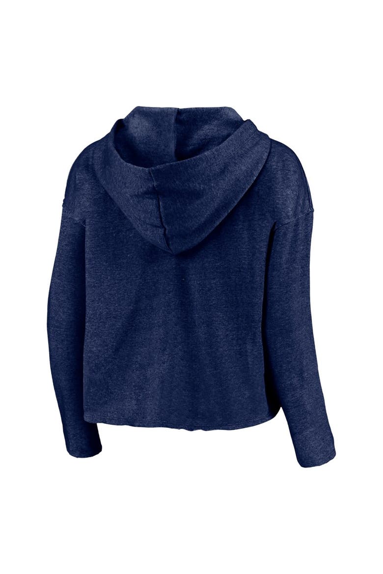 Women's Fanatics Branded Heathered Navy Tennessee Titans Historic Logo Sport Resort Vintage Arc Cropped Raw Edge Pullover Hoodie, Alternate, color, Heather Navy
