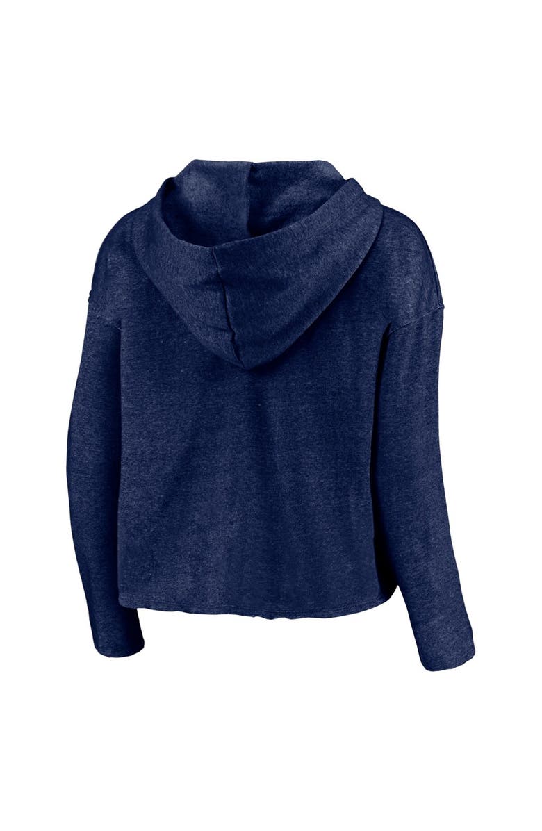 FANATICS Women's Fanatics Branded Heathered Navy Tennessee Titans Historic Logo Sport Resort Vintage Arc Cropped Raw Edge Pullover Hoodie, Alternate, color, Heather Navy