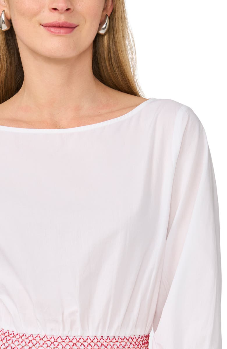 1.STATE Boat Neck Long Sleeve Smocked Top, Alternate, color, Ultra White