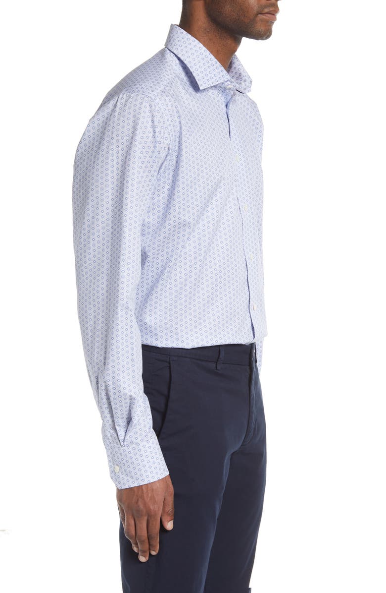 Eton Contemporary Fit Geometric Print Dress Shirt, Alternate, color, Light Pastel Blue