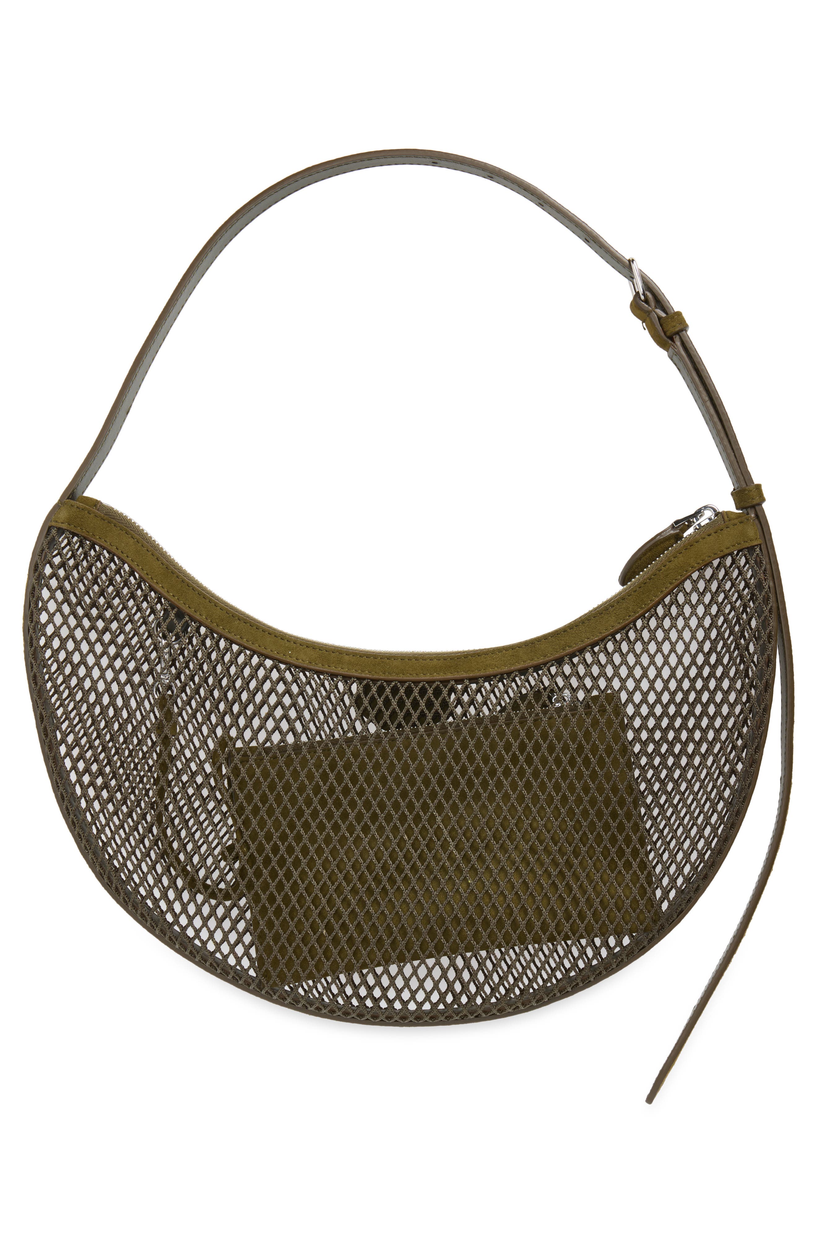 One Piece Demi Lune Fishnet & Suede, Alternate, color, VERT CAMOUFLAGE U21